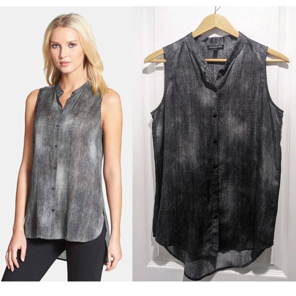 Eileen Fisher | Hazy Printed Silk Cotton sleeveless top US